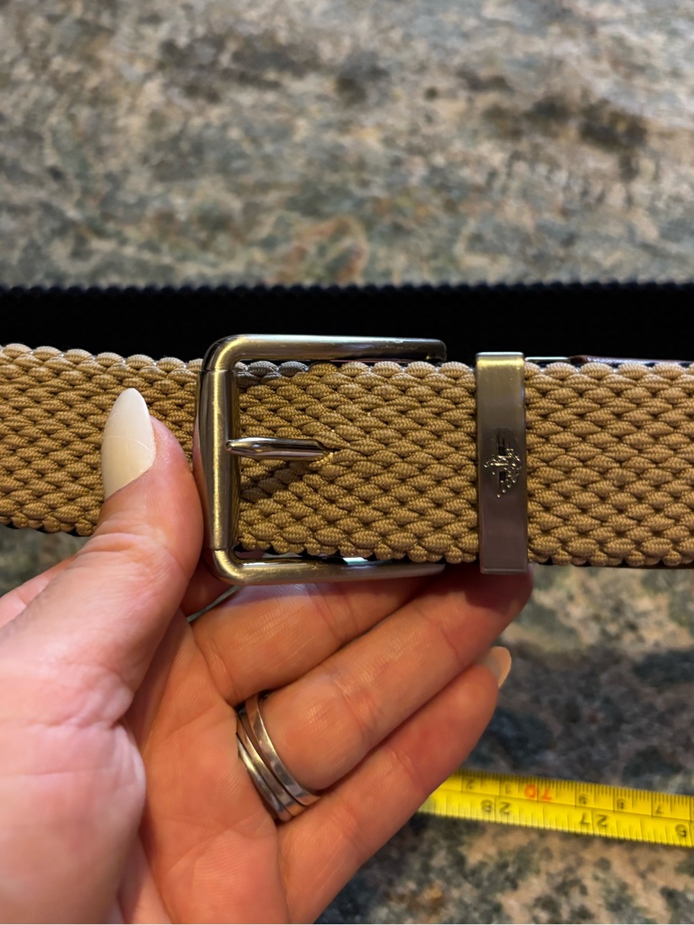 Dockers Woven Braided Belt in Tan with Silver Buckle reversible
